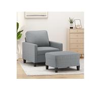 Fauteuil avec repose-pied Gris clair 60 cm Tissu3201029