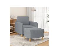 vidaXL Fauteuil avec repose-pied Gris clair 60 cm Tissu