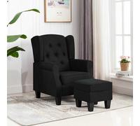 vidaXL Fauteuil avec repose-pied Noir Tissu