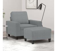vidaXL Fauteuil avec repose-pied Gris clair 60 cm Tissu