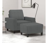 Fauteuil avec repose-pied Gris foncé 60 cm Tissu canapé fauteuil vidaXL