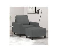 Fauteuil avec repose-pied Gris foncé 60 cm Tissu3201144