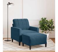 vidaXL Fauteuil avec repose-pied Bleu 60 cm Velours