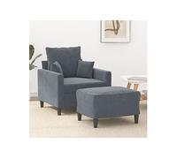 Fauteuil avec repose-pied Gris foncé 60 cm Velours3201098