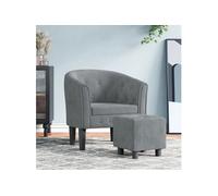 Fauteuil avec repose pied gris foncé velours