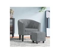 Fauteuil avec repose pied gris foncé velours