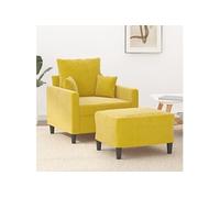 Fauteuil avec repose-pied jaune 60 cm velours3201103