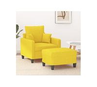 vidaXL Fauteuil avec repose-pied Jaune clair 60 cm Tissu, canapé, fauteuil, fauteuil TV, canapé simple, siège, canapé relax, canapé de loisirs 3201086 Jaune G