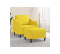 vidaXL Fauteuil avec repose-pied Jaune clair 60 cm Tissu3201132 Jaune G
