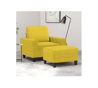 vidaXL Fauteuil avec repose-pied – Tissu jaune clair, 60 cm