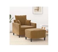 Fauteuil avec repose pied Marron 60 cm Velours