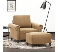 Vidaxl Fauteuil Avec Repose-Pied Marron 60 Cm Velours Marron