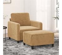 Fauteuil avec repose pied Marron 60 cm Velours Marron G