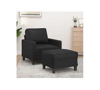 vidaXL Fauteuil avec repose-pied Noir 60 cm Similicuir