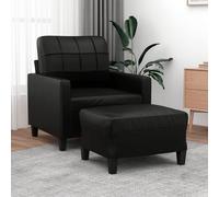 vidaXL Fauteuil avec repose-pied Similicuir Noir 60 cm