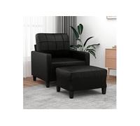 vidaXL Fauteuil avec repose-pied Similicuir Noir 60 cm
