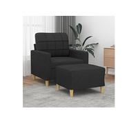 vidaXL Fauteuil avec repose-pied Noir 60 cm Tissu