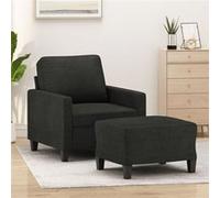 Fauteuil avec repose pied Noir 60 cm Tissu Noir G