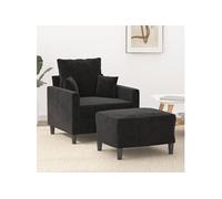 Vidaxl Fauteuil Avec Repose-Pied Noir 60 Cm Velours Noir
