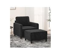 Fauteuil avec repose pied Noir 60 cm Velours