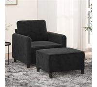 Fauteuil avec repose pied Noir 60 cm Velours Noir G