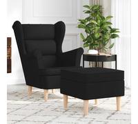 Fauteuil avec repose-pied Noir Tissu fauteuil de relaxation vidaXL