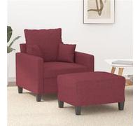 Fauteuil avec repose pied Rouge bordeaux 60 cm Tissu