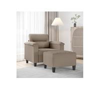 Fauteuil avec repose pied Taupe 60 cm Tissu microfibre