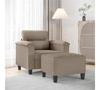 Fauteuil avec repose pied Taupe 60 cm Tissu microfibre