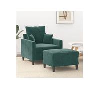 Fauteuil avec repose pied Vert foncé 60 cm Velours