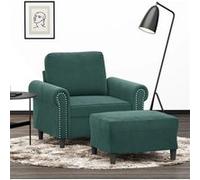 vidaXL Fauteuil avec repose-pied Vert foncé 60 cm Velours