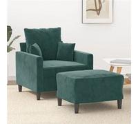 Fauteuil avec repose pied Vert foncé 60 cm Velours Vert G