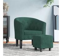 Vidaxl Fauteuil Avec Repose-Pied Vert Foncé Velours Vert
