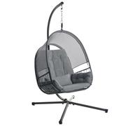 Fauteuil Balancoire Suspendu Moderne Boho avec Support Chaîne en Métal et Coussi