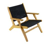 PROLOISIRS Fauteuil relax Dahlia pliant en bois d’acacia FSC - rope noir