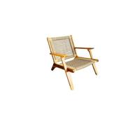 Fauteuil Bas En Bois D'acacia Fsc Et En Résine Tressée - 1 Personne - Merida - Vert Olive Vert