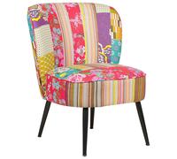 Beliani Fauteuil Bas en Tissu Patchwork Multicolore sans Accoudoirs Pieds en Métal Voss