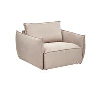 Fauteuil Bas Moderne Assise Profonde et Dossier Douillet Rembourré Tissu Taupe
