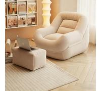 Fauteuil Bean Bag Ergonomique en Corduroy avec Dossier 110° - Siège Molletonné avec Repose-Pieds,Housse Amovirable et Lavable pour Salon,Chambre d'enfants - 70x60cm(White)