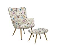 Fauteuil - BELIANI - VEJLE - Tissu polyester - Bois d'hévéa - Multicolore