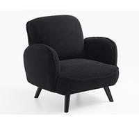 Fauteuil Ben de la Collection Atlantic Home, Tissu, 3 Fausses Peaux de Mouton Noires, 1 Fauteuil