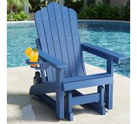 Fauteuil berçant d'extérieur avec dossier haut et assise profonde et profilée,en PEHD résistant aux intempéries,avec porte-gobelet, fauteuil de jardin,fauteuil pour foyer extérieur,robuste (172 kg)