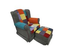 Fauteuil - BERGERE - Patchwork Antitache - Déhoussable - Vintage - 1 Place - Gris
