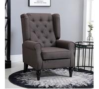 Fauteuil bergère - Vintage - Flanelle effet neige - Capitonnage losanges - Pieds en eucalyptus