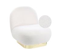 Beliani Fauteuil Blanc à Base Dorée en Tissu Glamour Art Déco Bouclé Rembourré Loviisa