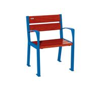Fauteuil bois et acier Silaos 5 lames RAL5010 - Chêne lasuré acajou - accoudoirs - PROCITY - 209510.5010.ACAJ