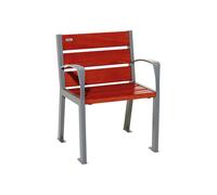 Fauteuil bois et acier Silaos 6 lames Gris lasuré acajou - PROCITY - 209610.GPRO.ACAJ