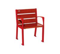 Fauteuil bois et acier Silaos 6 lames RAL3020 - Chêne lasuré acajou - accoudoirs - PROCITY - 209610.3020.ACAJ