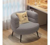 Fauteuil Bouclé Élégant,Fauteuil de Maquillage Moderne pour Chambre,Fauteuil Salon Relax Style Nordique avec Accoudoirs Arrondis,Rembourrage en Mousse et Cadre Métallique Q,73CM