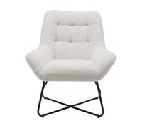 Fauteuil tissu effet laine bouclette blanc Blanc